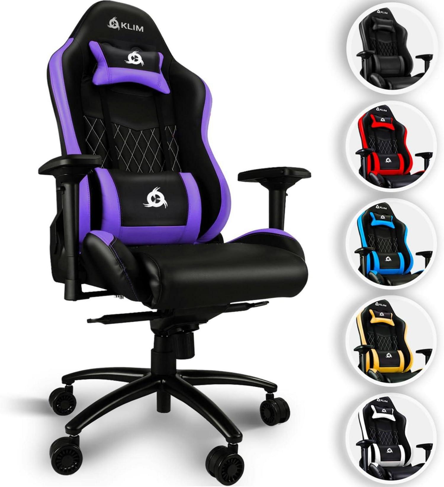Gaming Stuhl Lila mit Lenden- und Nackenstütze - Ergonomisch