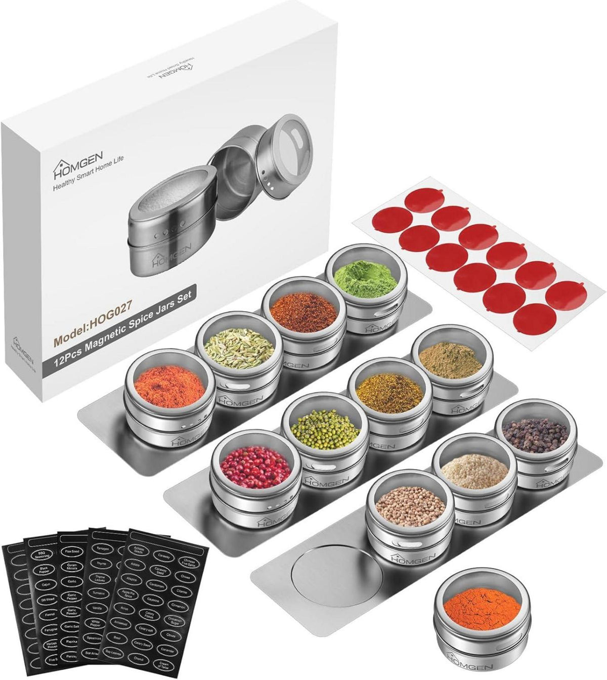Magnetische Gewürzdosen Edelstahl 12-teilig Gewürzgläser Set 100ml