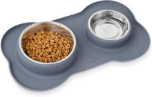 Futternapf Katzen Hundenapf Rutschfest Silikon Matte Edelstahl Grau S