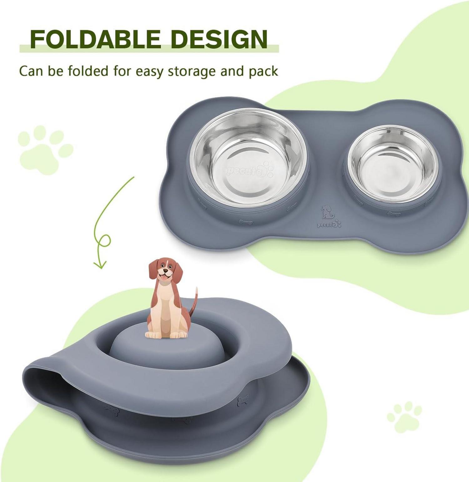 Futternapf Fressnapf Hunde Katzen Edelstahl Rutschfest Silikon Matte Grau