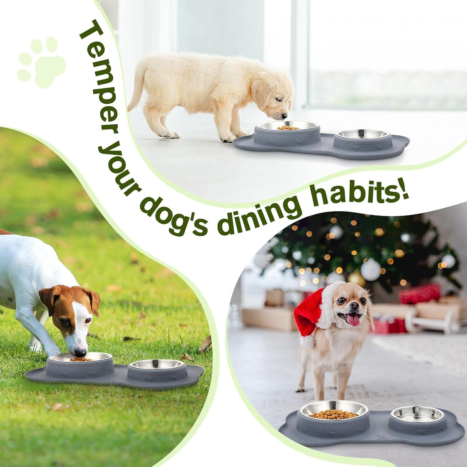 Futternapf Fressnapf Hunde Katzen Edelstahl Rutschfest Silikon Matte Grau
