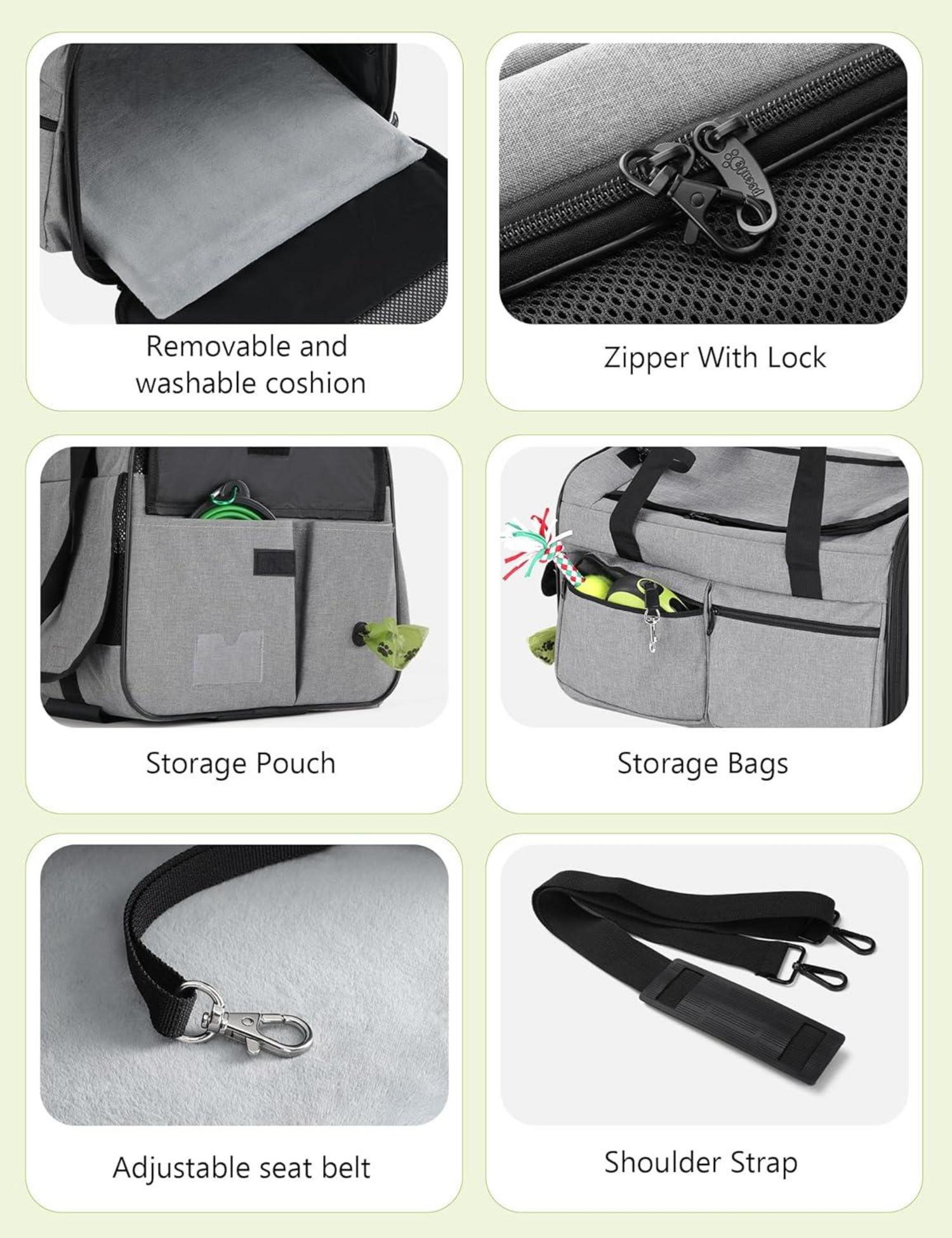 Transportbox Katze mit Rollen Flugzeug Hundetragetasche XL Grau