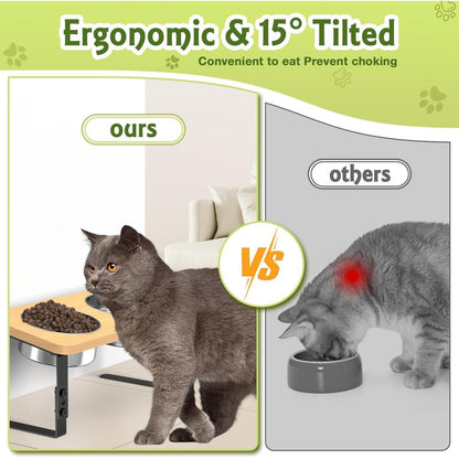 Katzennapf erhöhter Futternapf Holzständer 15° geneigt 2
