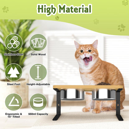 Katzennapf erhöhter Futternapf Holzständer 15° geneigt 2