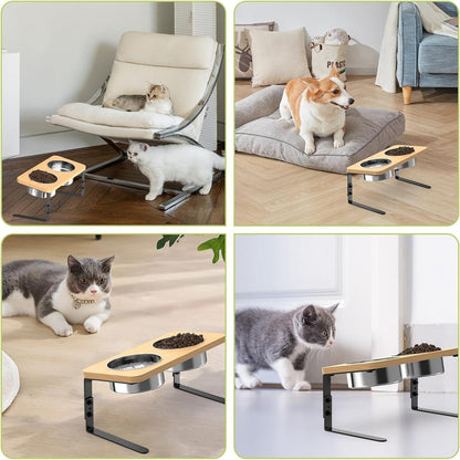 Katzennapf erhöhter Futternapf Holzständer 15° geneigt 2