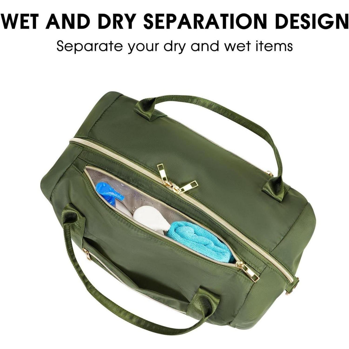 Handgepäcktasche 40x20x25cm mit Kulturbeutel & Schuhtasche (Dunkelgrün)