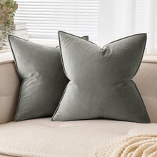 Dekorative Samt Kissenbezüge 45x45 cm 2er Set für Sofa Wohnzimmer