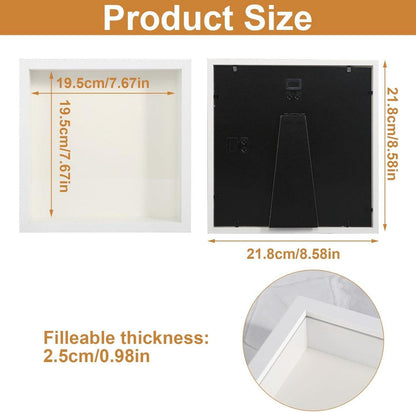 Bilderrahmen 3D zum Befüllen 20x20 cm Holzrahmen Quadratisch