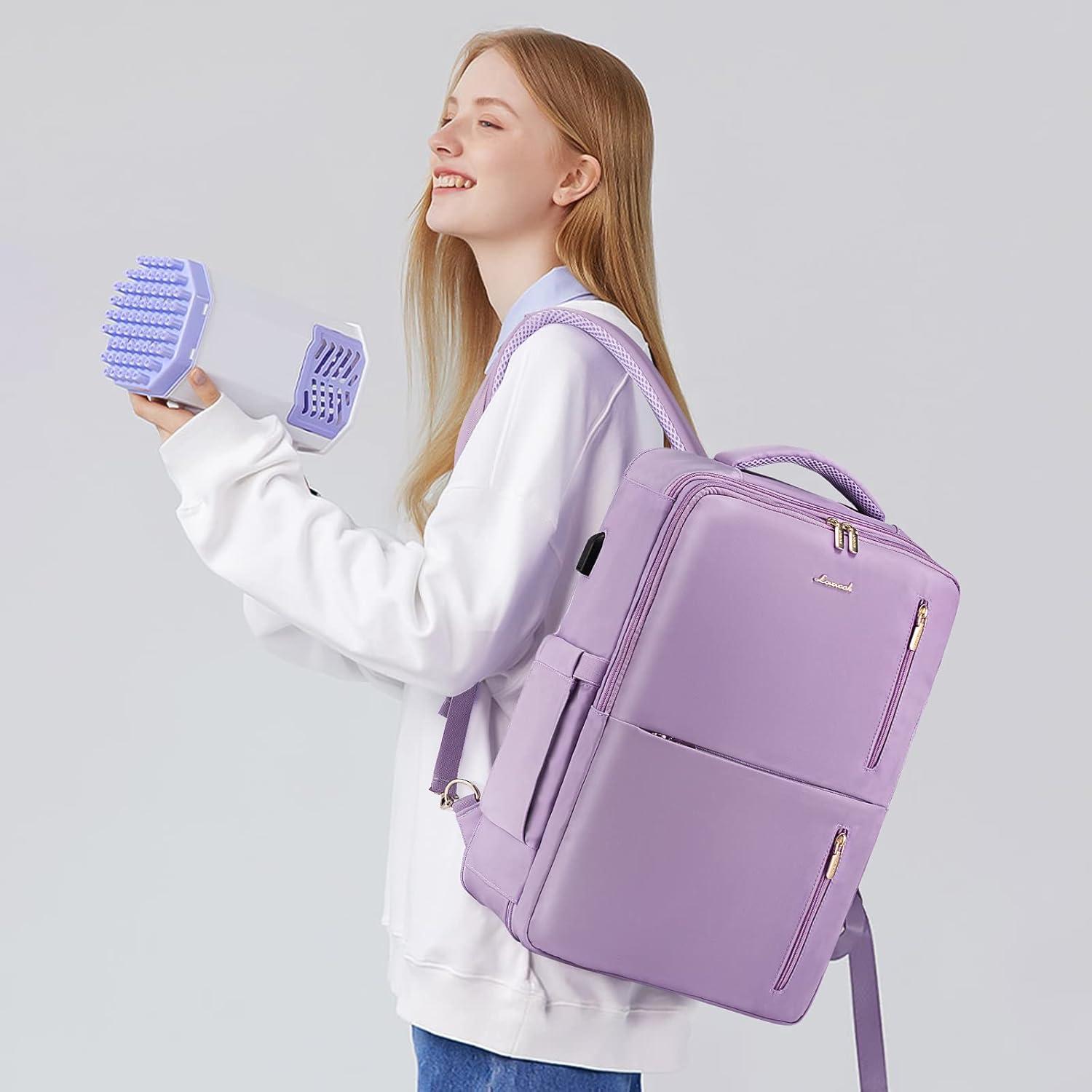 Damen Rucksack 30l Laptop Reiserucksack 17.3 Zoll Violett