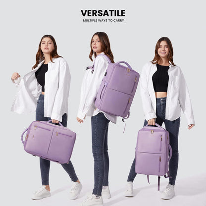 Damen Rucksack 30L Laptop 17.3 Zoll Erweiterbar Uni Wandern Violett