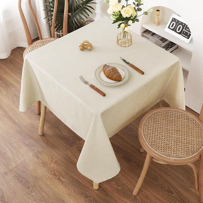 Tischdecke Leinenoptik Beige, 120x120cm – Wasserabweisend & Kratzfest