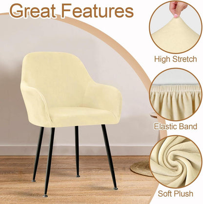 Stretch Stuhlhusse mit Armlehne, 2er Set Schwarz Beige