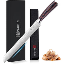 Langes Brotmesser 26 cm Küchenmesser mit Pakkaholzgriff