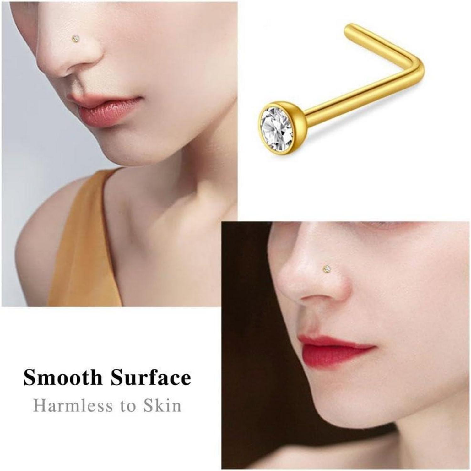 Nasenpiercing Set 8 Stück 18G Chirurgenstahl Ringe Kristall Gold Silber