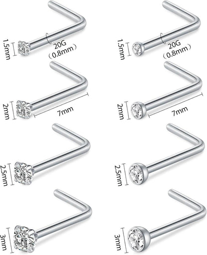 Nasenpiercing Set Kristall Nasenring Silber Gold 20G 18G Ringe