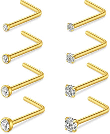 Nasenpiercing Set Chirurgenstahl Kristall Gold Silber 20G 18G
