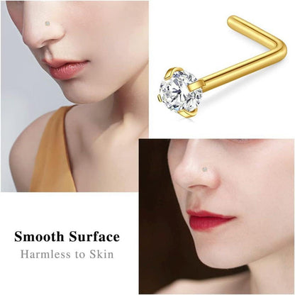 8 Stück Nasenpiercing Set 20G 18G Chirurgenstahl Kristall Silber Gold