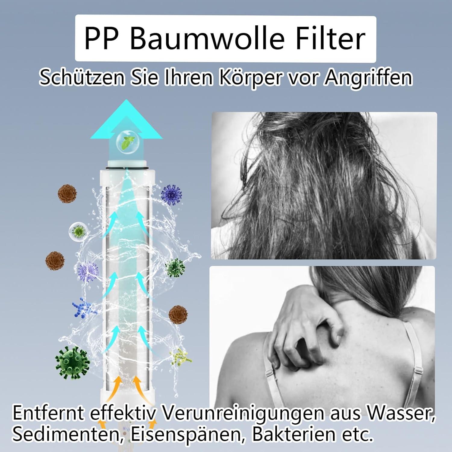Duschkopf Filter 5 Strahlarten Hochdruck Chrom 1.5m Schlauch