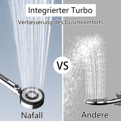 Nafall Duschkopf Filter 5 Strahlarten Hochdruck Wassersparend 1.5m Schlauch