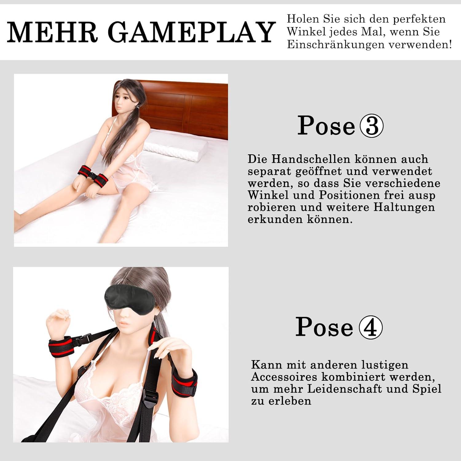 Hochwertiges BDSM Set, Fessel Set, Bondage, Oberschenkel Bandage, Seile, Rot