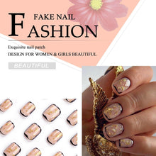 24 Stück Eckige Press on Nägel Set, Gold Glitzer Fingernägel