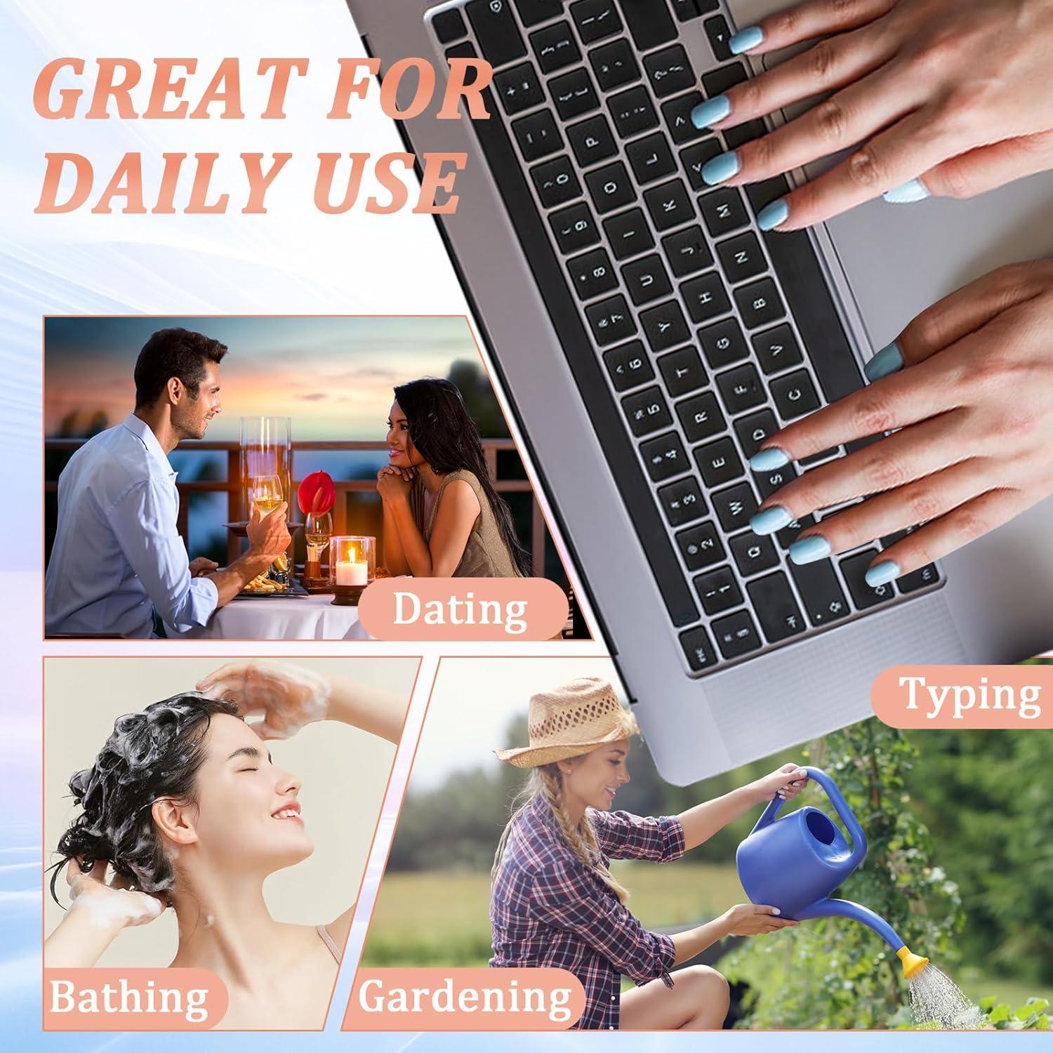 24 Stück Acryl Nägel Schwarz Rand Künstliche Fingernägel Ballerina