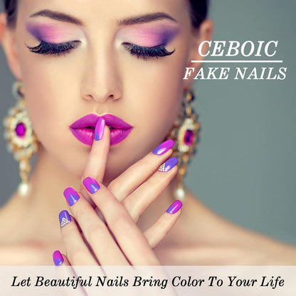 24 Stück Square Ballerina Acryl Nägel Press on Gold Glitzer French Fingernägel