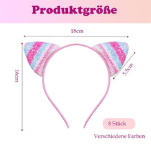 Katzenohren Haarreif Set Glitzer Mädchen Cosplay Stirnband 8