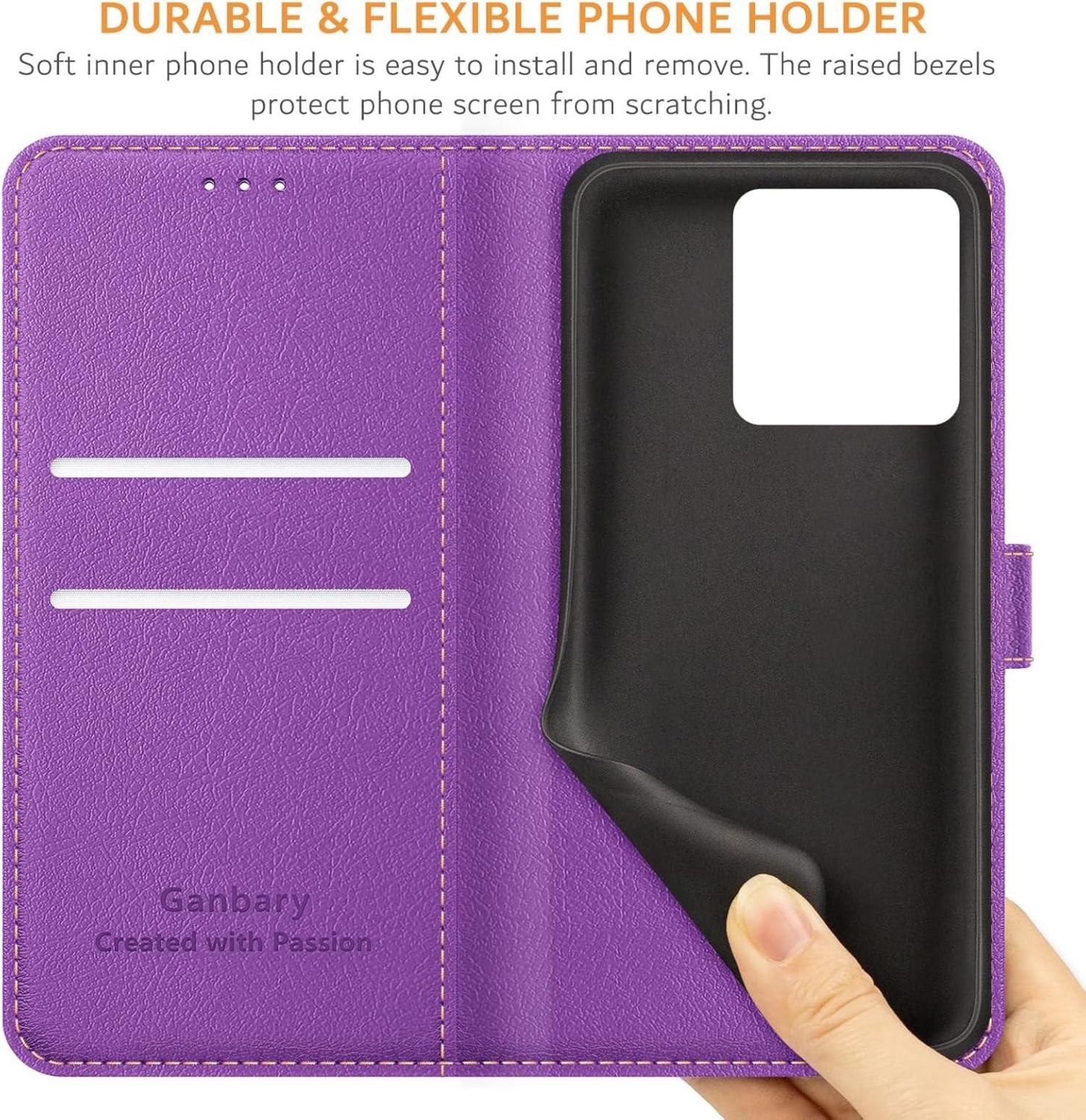Leder Handyhülle Xiaomi Redmi Note 13 5G Klapphülle Violett Magnet Standfunktion