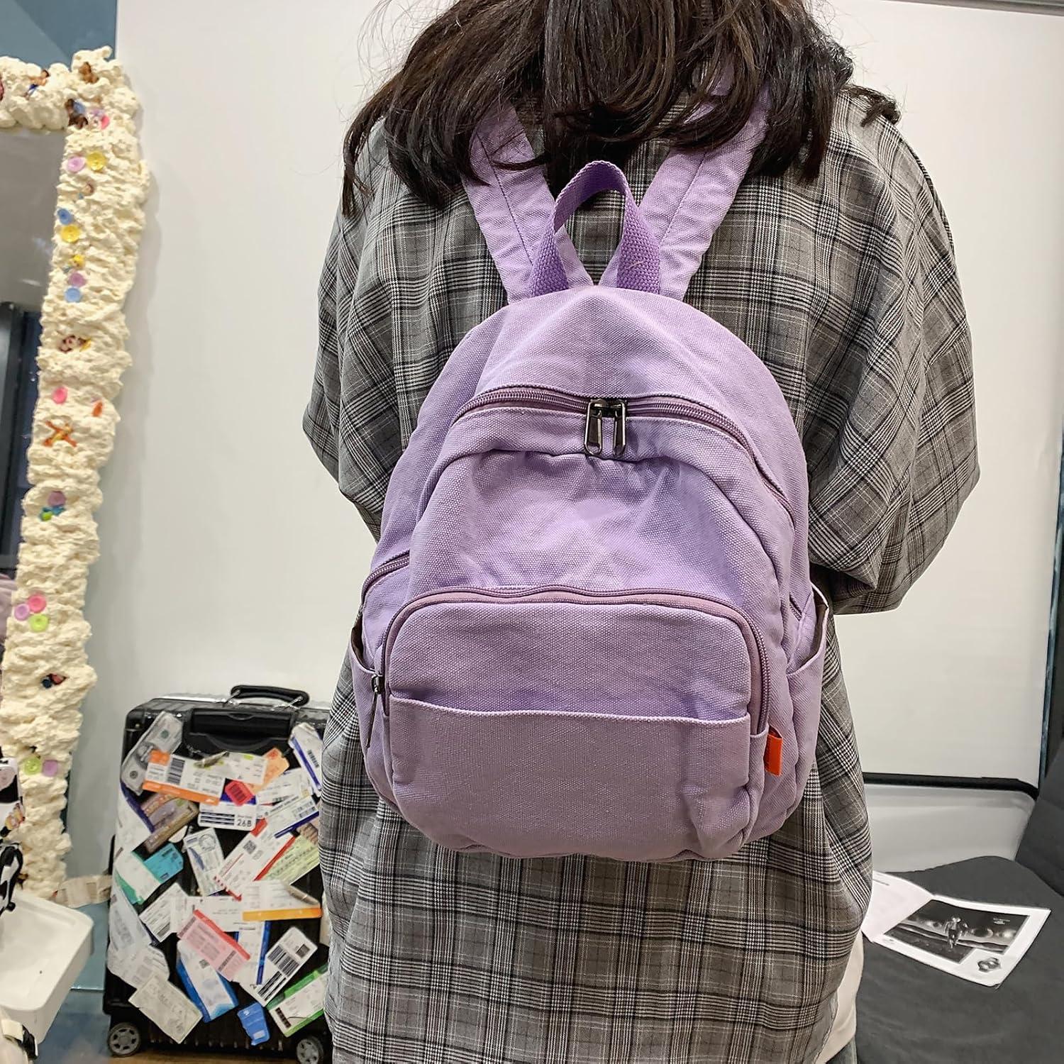 Damen Rucksack Klein Canvas Cityrucksack Lila Daypacks