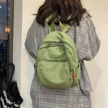 Kleiner Damen Cityrucksack Canvas Grün 10L - Schule Reise