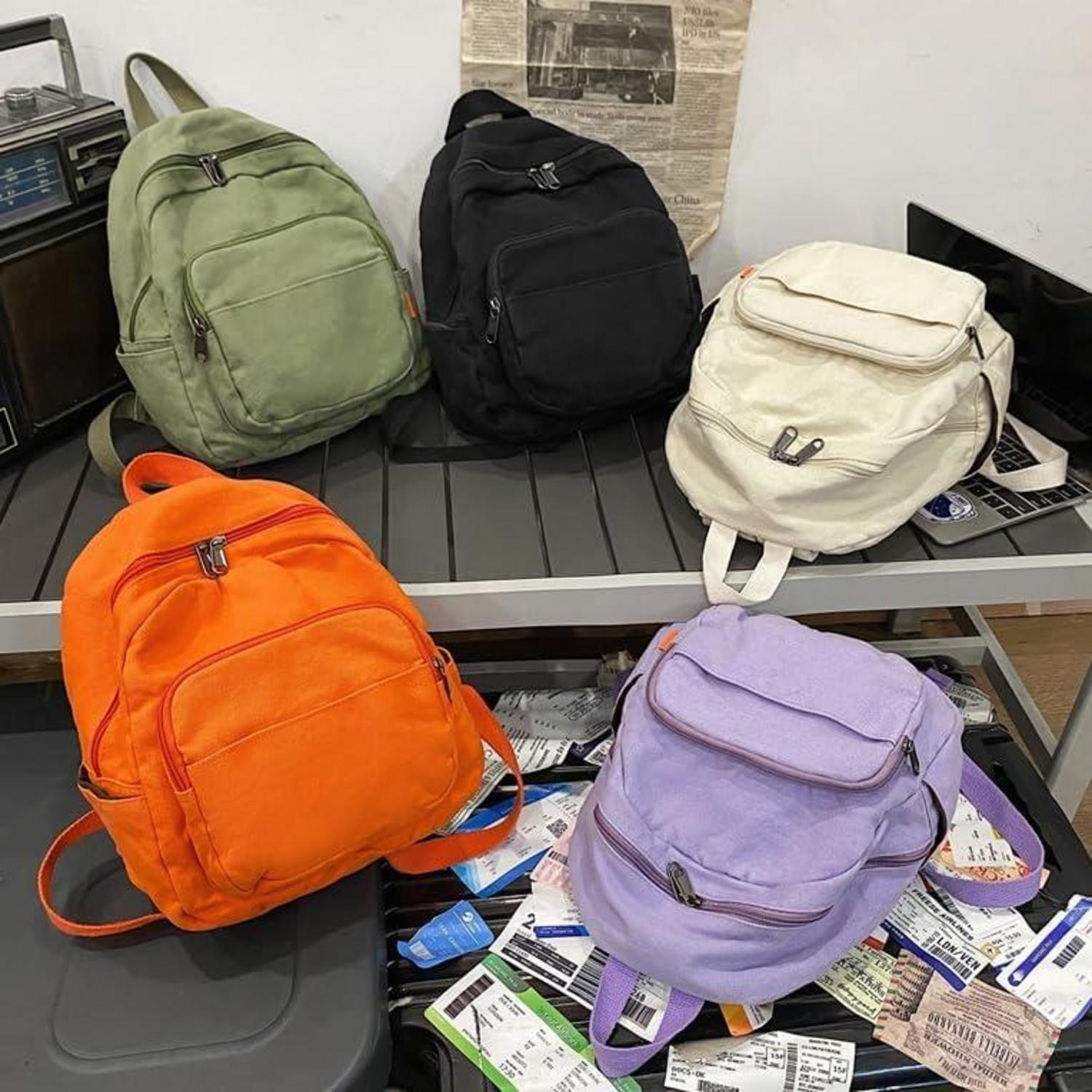 Damen Rucksack klein Canvas Cityrucksack grün, Daypacks Schulrucksack