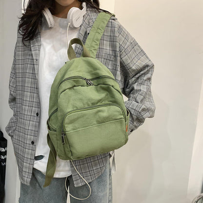 Makukke Damen Rucksack Klein Canvas Grün 10L - Reise Schule Arbeit