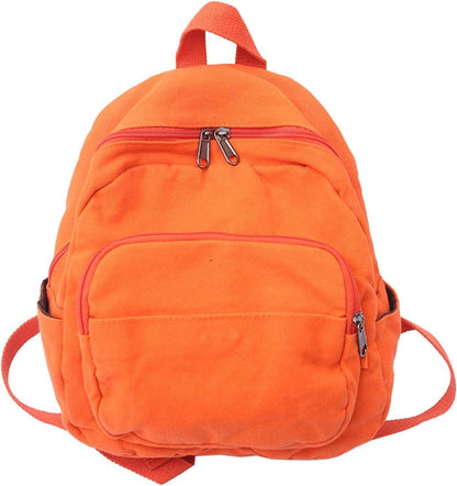 Kleiner Damen Canvas Rucksack Orange für Schule und Reisen