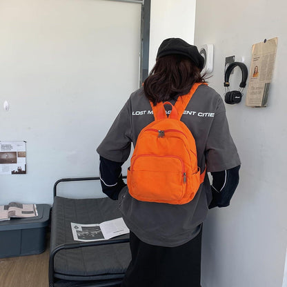 Makukke Canvas Damen Rucksack Orange - Klein Daypack für Schule, Reisen & Arbeit
