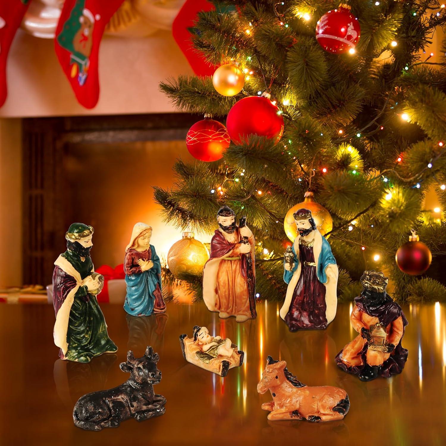 Weihnachtskrippe Krippenfiguren Holz Jesus 8-teilig Set Handbemalt
