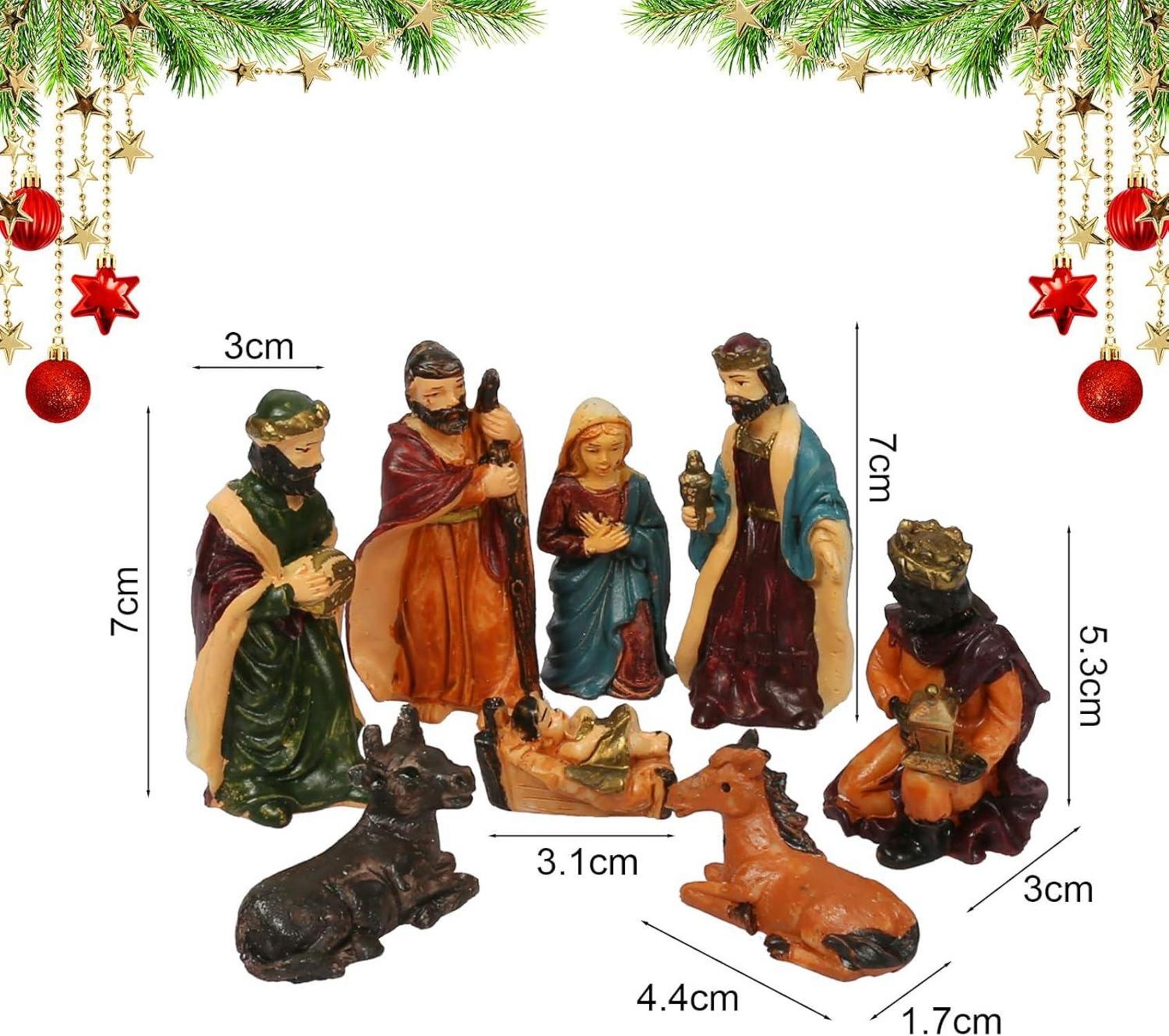 Matogle Weihnachtskrippe Krippenfiguren Holz 8tlg. Handbemalt Weihnachten