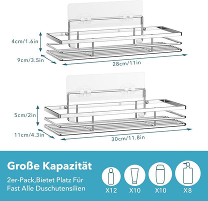 Duschablage ohne Bohren 2er Set Duschregal Silber