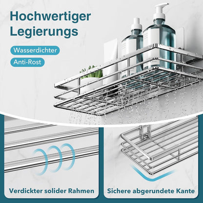 Duschablage ohne Bohren 2er Set - Silber 30 x 11 x 5 cm