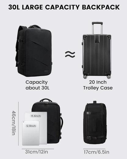 Handgepäck Rucksack 15,6 Zoll Laptop Schwarz Travel Backpack