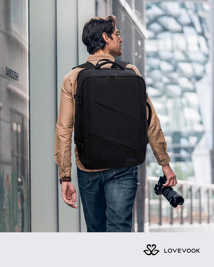 Rucksack Handgepäck Flugzeug Weekender Herren Damen 15,6 Zoll Schwarz