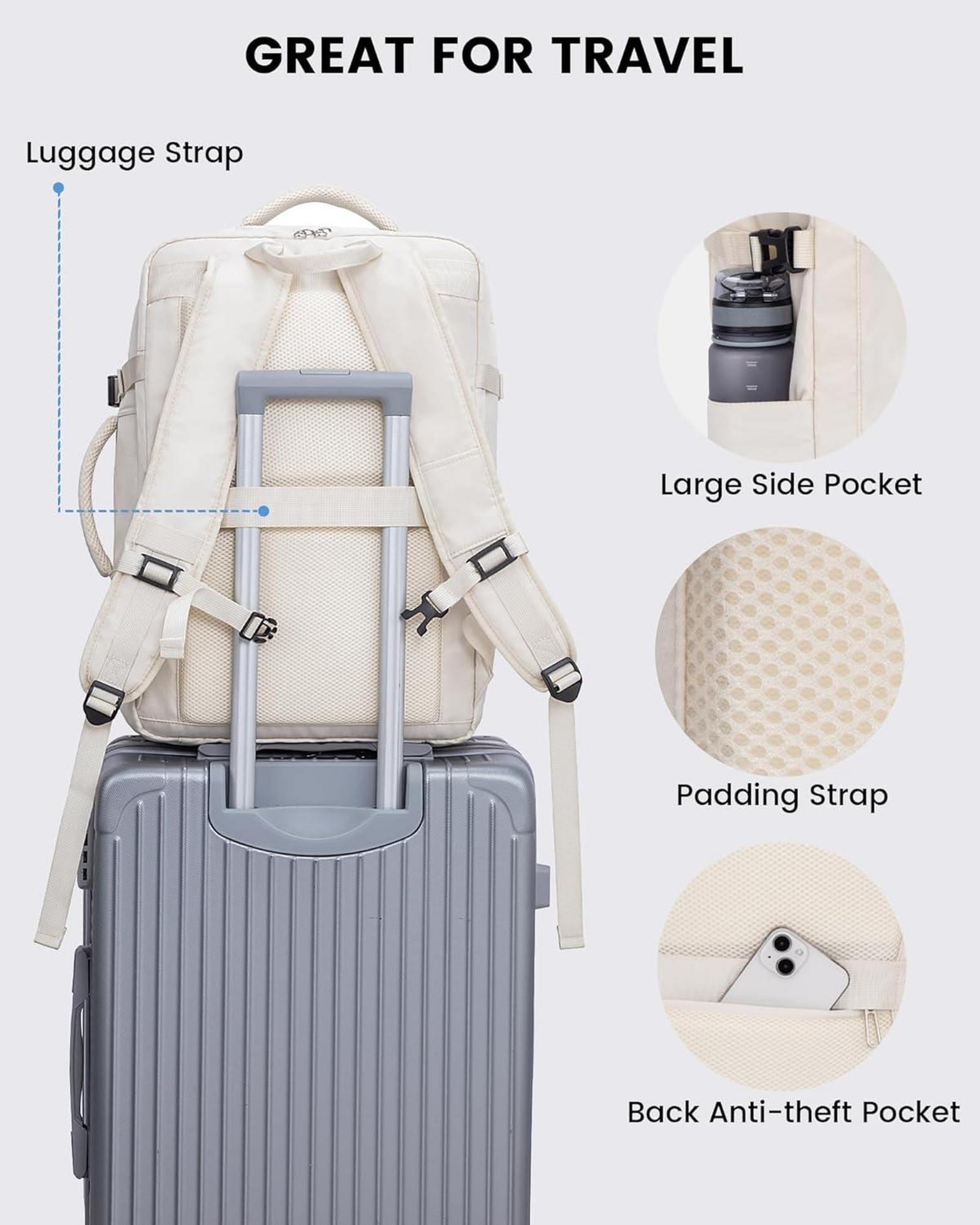 Handgepäck Rucksack 15,6 Zoll Laptop Reiserucksack Weekender Beige