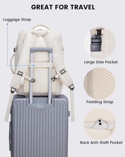 Handgepäck Rucksack 15,6 Zoll Laptop Reiserucksack Weekender Beige