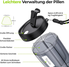 Tablettenbox 7 Tage mit 6 Fächern - Große Separatoren