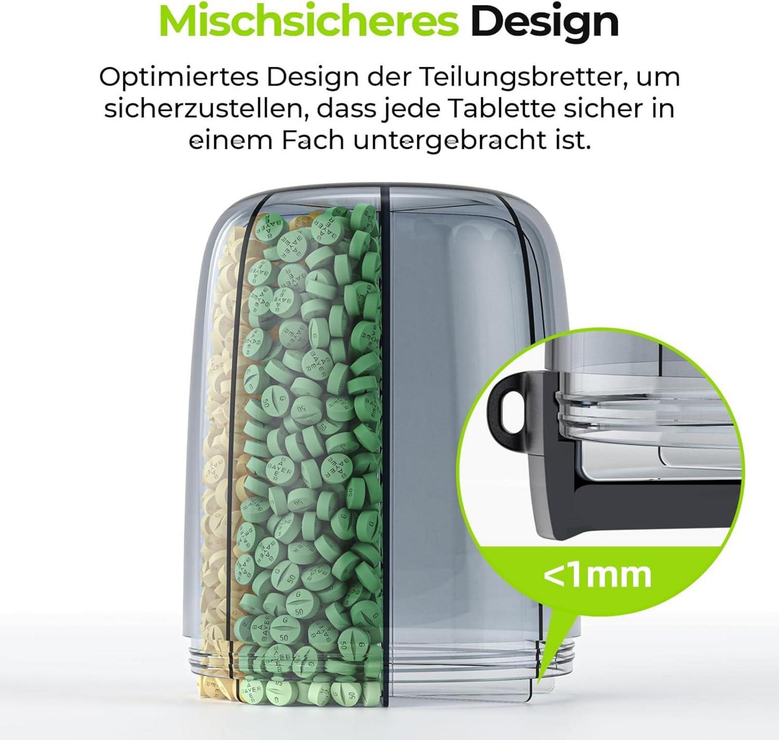 AUVON Tablettenbox 7 Tage Rund Pillendose mit Großen Fächern