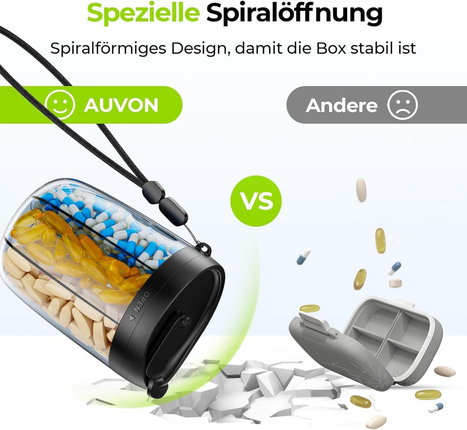 Tablettenbox 7 Tage Rund Pillendose mit 6 Großen Fächern