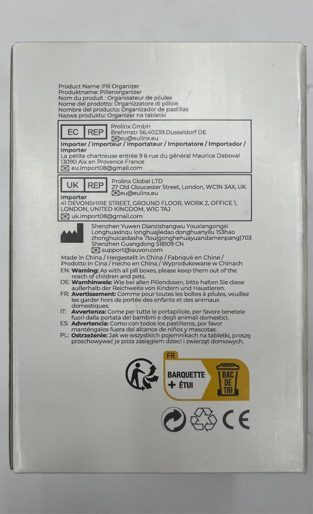 AUVON Tablettenbox 7 Tage Rund Pillendose mit Großen Fächern