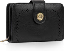 TEUEN Damen Geldbörse Vintage PU Leder RFID Groß Schwarz