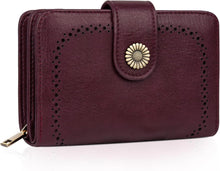 TEUEN Vintage Damen Geldbeutel PU Leder RFID Mittelgroß Rot