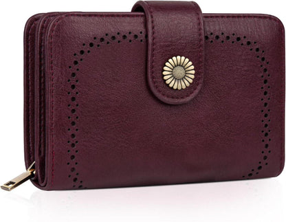 TEUEN Vintage Damen Geldbeutel PU Leder RFID Mittelgroß Rot